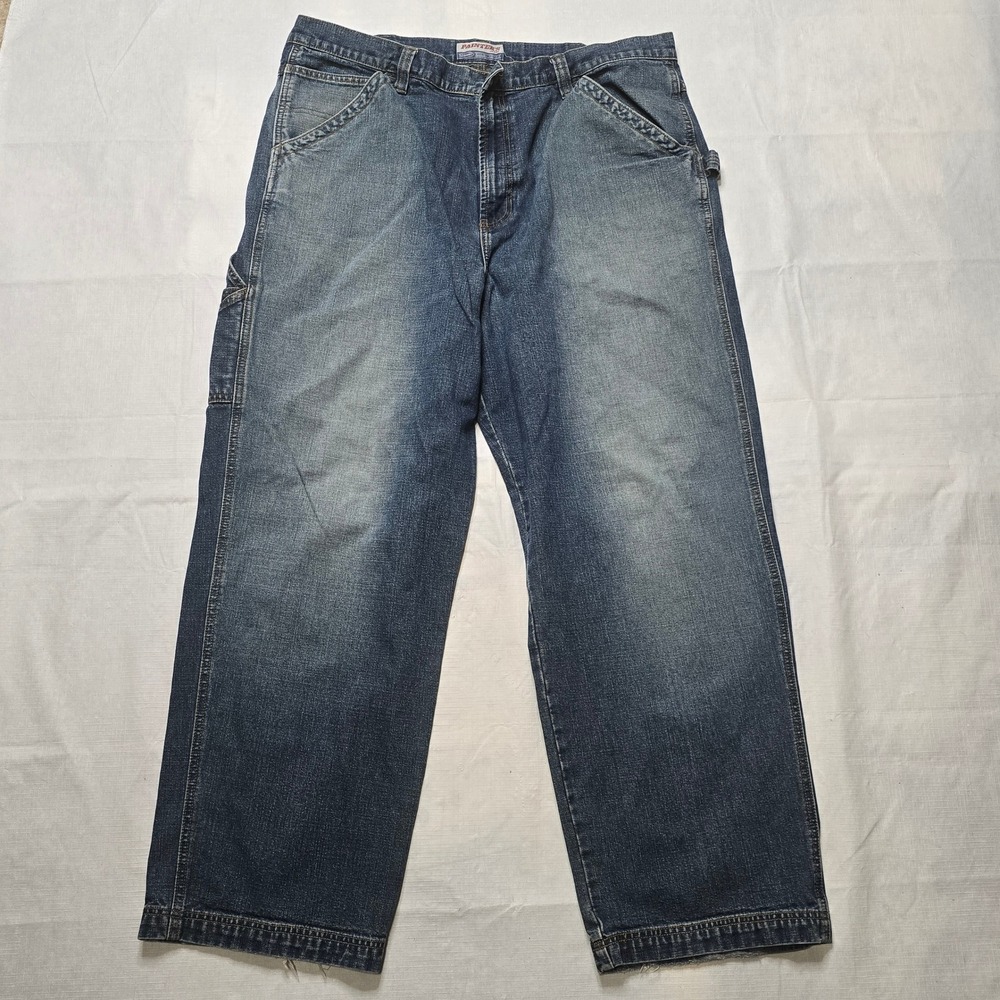 Old Navy Mens Painter Jeans Blue Denim Carpenter Pants Loose Fit 38x30 Utility
